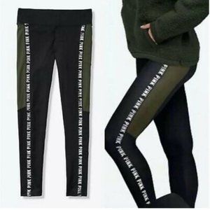Pink Victoria’s Secret Cozy Leggings Black Green Active Yoga Pants Size M